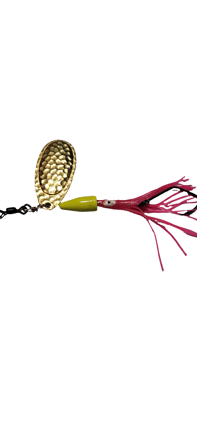 #5 Hoochie Mamma Chartreuse/Pink Brass Blade 14g/0.5oz Medium