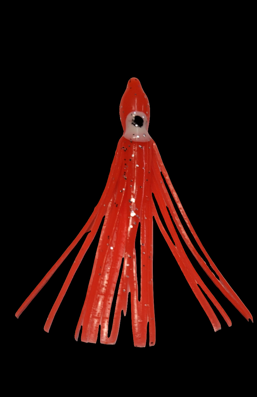 Fire Red Glow Eye Hoochie 2.5" 5 Pack