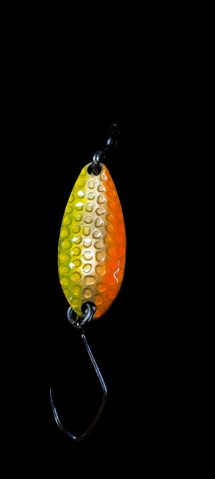 Hunter Spoons. Chartreuse/Orange & Brass 16g 3/5 oz